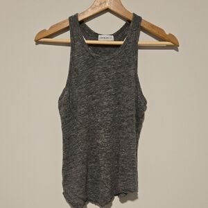 Heather Charcoal Ribbed Tank Top 100% Linen